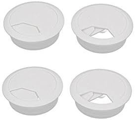 Nacpy Plastic PC Computer Desk Table Home Office Wire Cable Grommet Hole Cover Cable Cord Grommet Hole Outlet Wire Hole 4 Pcs 50mm White