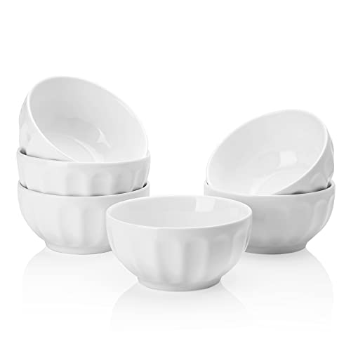Sweese 132.001 Porcelain Bowls - 10 Ounce For Ice Cream Dessert, Small Side Dishes - Set Of 6, White #TOP6