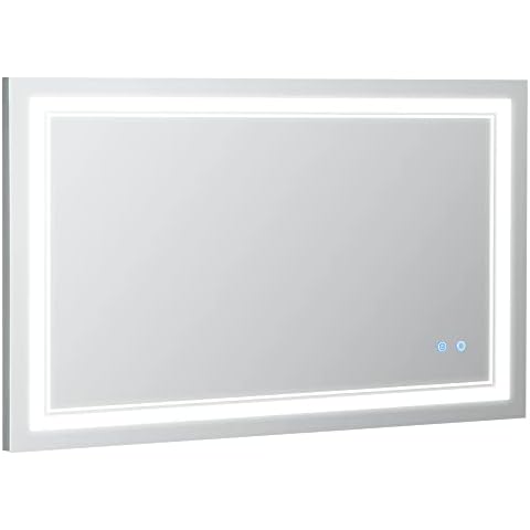 Espejo de Baño kleankin con Luz LED y Marco de Aluminio 100x60 cm Cover
