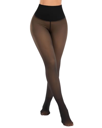 Image of ATHVOTAR Fleece Lined Winter Tights Women - Thermal Warm Opaque Pantyhose Thick Sheer Leggings