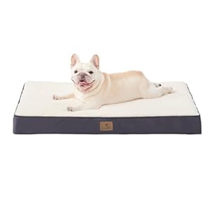 Bedfolks Orthopedic Dog Bed for Large Dogs – Egg Foam Dog Crate Bed with Removable Waterproof Cover, Pet Bed Mat Suitable for Dogs and Pets Up to 65 lbs (36 x 27 x 3 inches, Grey)