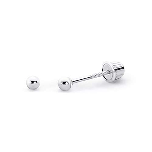 Wellingsale 14K White Gold Polished 2mm, 3mm, 4mm, 5mm, 6mm Ball Stud Earrings With Screw Back