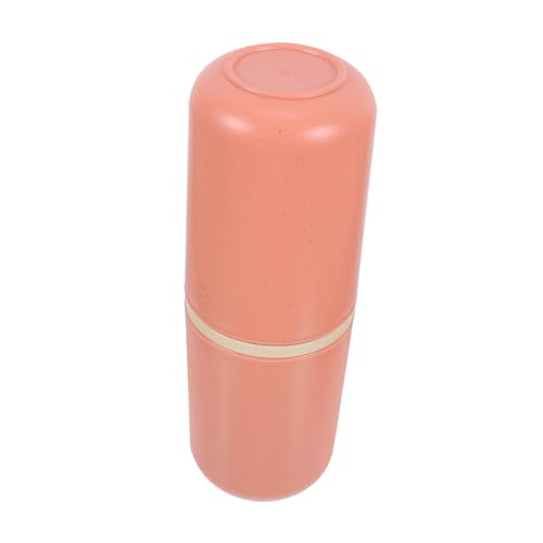 HAWILLOSCH ストローうがい カップ 旅行用品 歯磨き粉容器 旅行用歯磨き粉ケース 歯ブラシホルダー 屋外収納ボックス 歯ブラシボックス 歯ブラシ収納ケース 旅行用歯ブラシ容器 pp ピンク