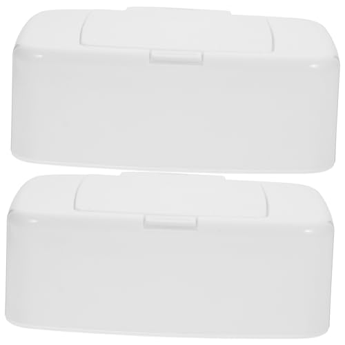 SOLUSTRE 2Pcs Refillable Wipe Dispenser with Lid Compact Tissue Storage Box for Makeup Remover and Lightweight and Design for Home and Travel