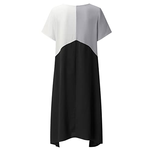 Robe à manches courtes et col V ample style vacances d'été - 2
