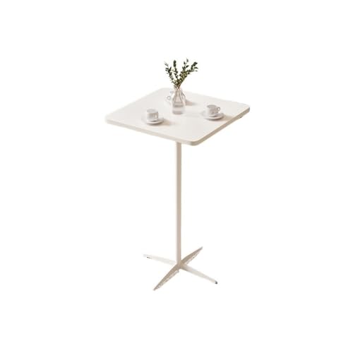 Mesa alta de bar blanca cuadrada con pegatinas de metal para bar moderno 2