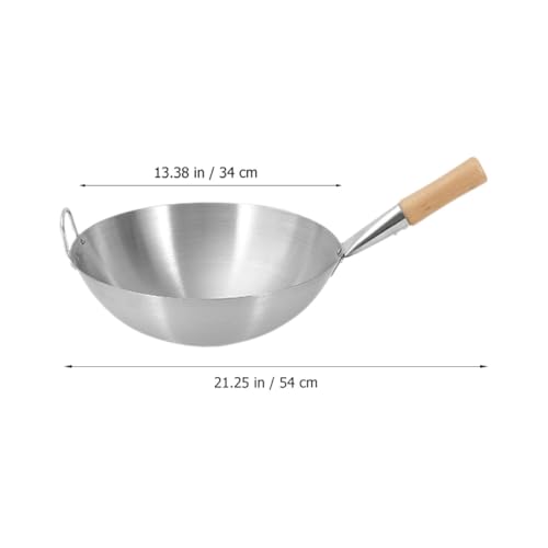 Sartén Wok de acero inoxidable con mango de madera miniatura 6