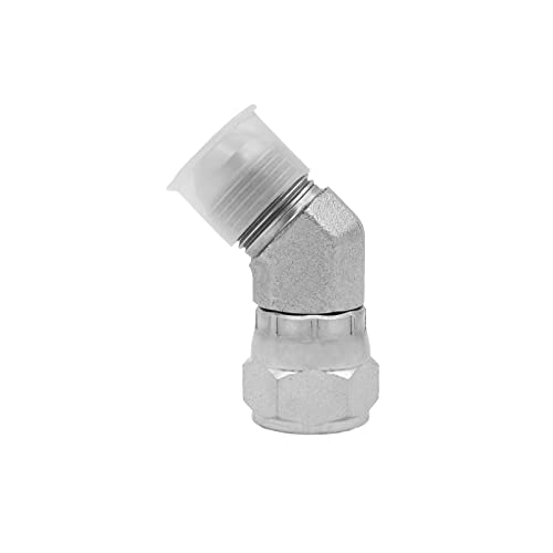Image of (4-PACK) 6502-08-08 Hydraulic Hose Adapter Fitting 1 /2 inch Male JIC 37Flare（3 /4 inch-16UNF）x 1 /2 inch Female JIC 37Swivel(3 /4 inch-16UNF) 45Elbow Pipe Joints Carbon Steel