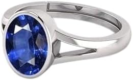 7.25 Carat Natural Neelam Blue Sapphire Gemstone Silver Plated Ring For Women And Men Birthstone