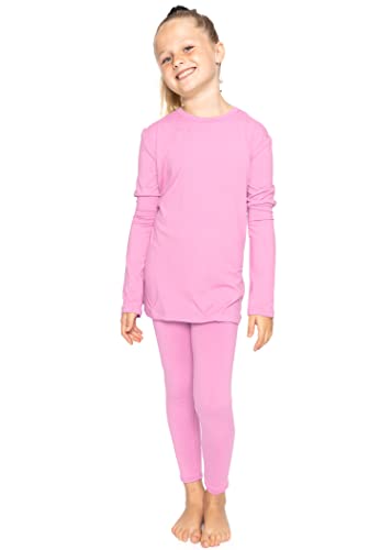 Image of STRETCH IS COMFORT Girls 2 Piece Hoodie Short Sleeve Long Sleeve Crew Neck Top and Leggings Set Kids Thermals Underwear Set