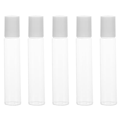 Veemoon Flacons Roll-on Rechargeables Bille pour Stockage et Distribution Précise Blanc en Verre 5pcs 20ml pour Soins Quotidiens Visage