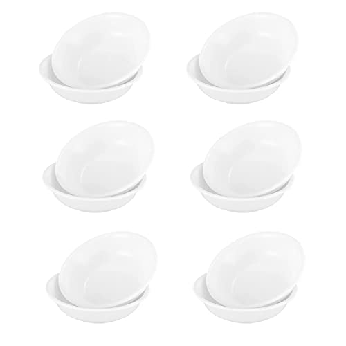 STOUCLA Cuencos redondos para salsas, cuencos aperitivos,platos postre,platos pequeños,12 unidades, para aperitivos, sushi, salsa de soja, especias, guarniciones, frutas y aperitivos, color blanco