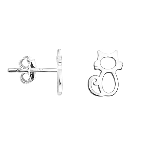 SOFIA MILANI - Boucles d'Oreilles pour Femme en Argent 925 - Clou d'Oreille en Forme de Chat - E1165