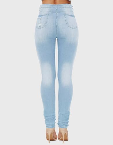 Kedera Women's High Waisted Ripped Jeans Rhinestone Star Printed Butt Lifting Skinny Stretch Jeans Denim Pants3