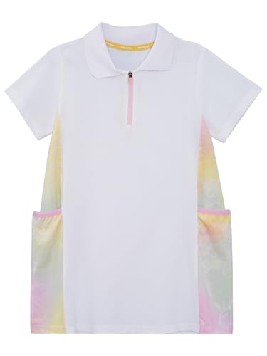 TiaoBug Girls Short Sleeve Turndown Collar Performance Sports Dress Kids Tennis Golf Badminton Dress4