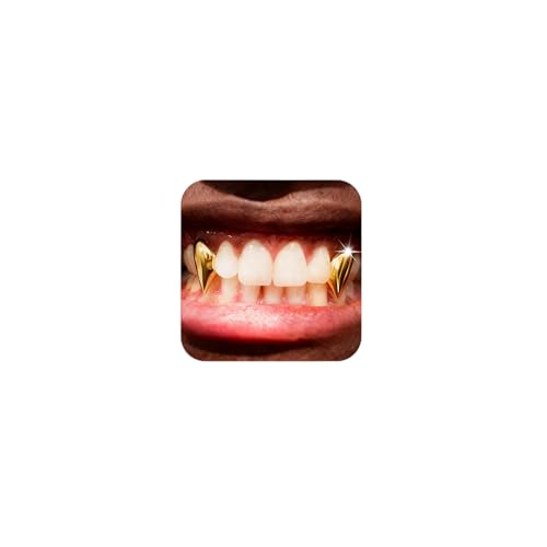 Longita Vampire Gold Teeth Grillz for Women Grills for Your Teeth Men Gold Tooth Cap Grillz for Women Golden Tooth Jewelry Mouth Grills Men Hip Hop Rapper Outfits Custom Accessory Halloween Party