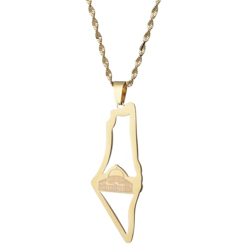 Collier argent homme et femme avec pendentif carte Palestine, chaîne robuste qui ne noircit pas