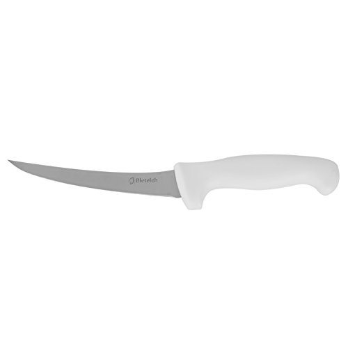 Bleteleh Boning knife 6-inch curved Stainless Steel blade, White Polypropylene Handle
