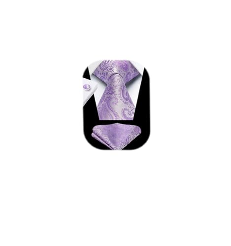 Image of HISDERN Ties for Men Paisley Floral Mens Ties and Pocket Square Cufflinks Set Classic Business Necktie Handkerchief
