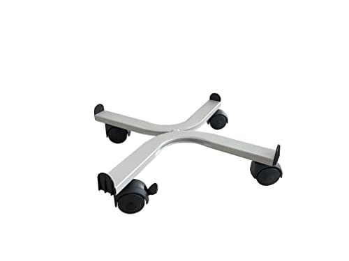 Tecnokit, Carro cuadrado plantas y flores, 38 x 38 cm, tacos ajustables, 4 ruedas de plástico con freno, carga máxima 90 kg, robusta estructura de acero (aluminio)