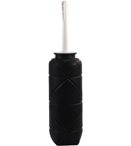 Image of Foldable Compact Silicone Douche Bottle, Reusable Travel Douche Kit, 24 FL Oz Capacity, Black