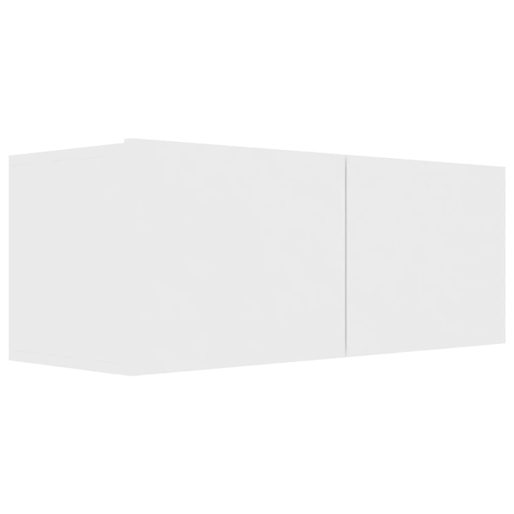 2er-Set TV-Schrank, Weiß Holzwerkstoff, Hängend, Modernes Media-Center für Wohnzimmer und Schlafzimmer, 100x30x30 cm & 80x30x30 cm, mit Stauraum