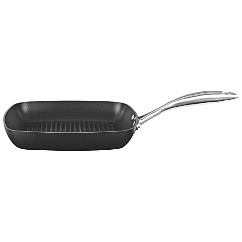 Scanpan Pro IQ quadratische Grillpfanne, 26,7 cm, einfach zu bedienendes Antihaft-Kochgeschirr, spülmaschinenfest, Metall-Utensilien und ofenfest Cover