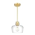 Emak 8 Inch Clear Glass Pendant Lights Kitchen Island, Modern Gold Pendant Light Fixtures for Kitchen, Bathroom, Bedroom, Dining Room, PL122-GD-CG