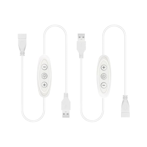 USB Dimmer Switch 2 Pack - Brightness Adjustable Inline Dimmer, 10-Speed Stepless Dimming USB Light...