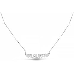 Collar de mujer con nombre de acero | Collar personalizado con nombre | Joyas con nombre: colgantes personalizados y cadena ajustable fina, Unisize, Acero inoxidable, No aplicable