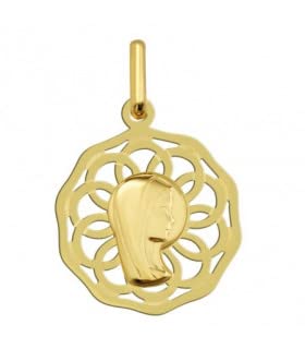 Médaille religieuse Vierge Marie ajourée or jaune Argyor création d'exception