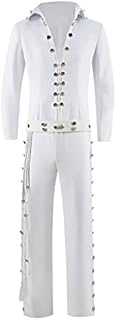 Howelthy Elvis Cosplay Costume Mens Vintage Multi-button Halloween Suit Rock N Roll Stage Outfit White Coat and Trousers (XX-Large)