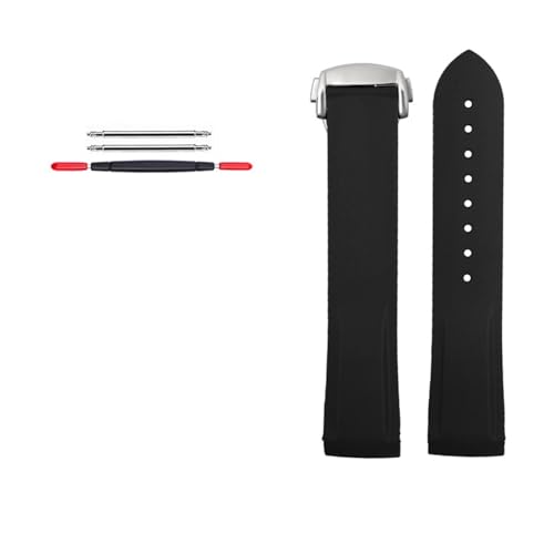 [X] 20mm 22mm J[uGho[voh IKɓK V[}X^[ 300ɓK n~gɓK `[_[ɓK ZCR[ɓK EH[^[S[XgV[YɓK hXgbvvoh(Black silver clasp,20