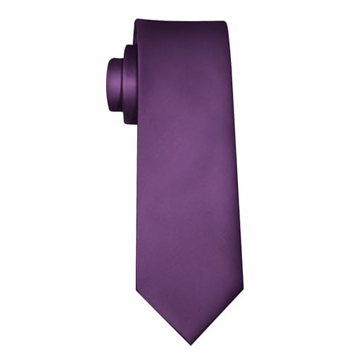Image of Men's Classic Satin 3.15 inch Soild Color Necktie Wedding Business Tie & Gift Box