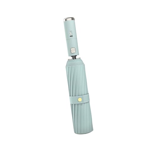 Gramigg Paraguas plegable compacto con ventilador de refrigeración USB C, ventilador recargable para el sol y la lluvia, para terrazas y playa, verde