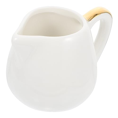 FUNOMOCYA 1pc Milk Jug Cup Vintage Teapot Triple Pitcher Milk Cup Milk Frothing Pitcher Milk Container Cream Frothing Cup Sauce Jug Powdered Creamer for Coffee Espresso Cups Ceramics White