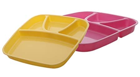 FOLA MOOLYAVAAN Products Plastic Unbreakbale Kids Snack Serving Plate 4Compartment Set for Kanya Pujan (Set of 12) (B0CJQ355KL) Amazon Price History, Amazon Price Tracker