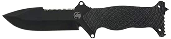 Luna Tech, LTK9502, Dave Young Tactical Knife, 11In. Full Length Tang, Fixed Blade, TPR Handle, Carbide Tip, Includes Black Sheath with Molle System