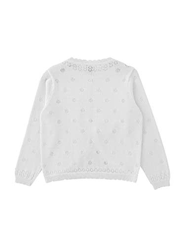 FEESHOW Little Girls Hollow Floral Short Sleeve Bolero Cardigan Shrug Pearl Beads Solid Color Top Cover up Sweater4