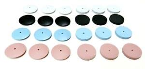 Silicone Polishing Wheel Set of 26 Silicone Polishing 7/8" Wheel Kit Assortment 24 Pieces + 2 Mandrels 4 Grades - Coarse White/Medium Black/Fine Blue/Extra Fine Pink Made in Germany by JTS