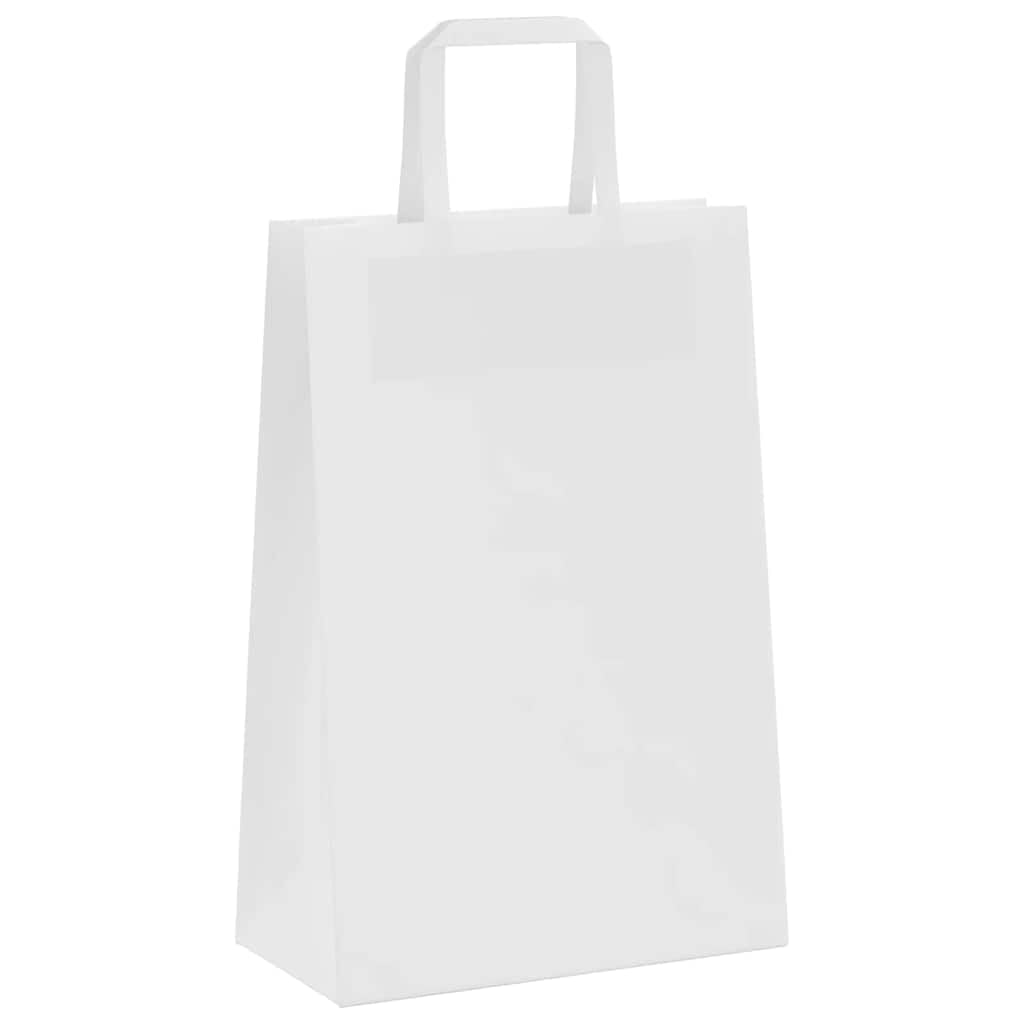 Papierowe torebki z papieru typu kraft, białe, 21 x 11 x 31 cm, z papierowymi uchwytami linowymi, 250 sztuk, torba do przenoszenia, opakowanie na prezent na imprezę, uroczystości, urodziny