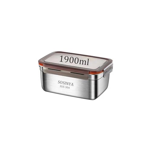 SOSINYA Fiambrera de Acero Inoxidable,Fiambreras bento,1.9L Fiambrera a Prueba de Fugas, fiambrera acero Sostenible y Respetuosa,fiambrera infantil Adecuada para NiñOs y Adultos