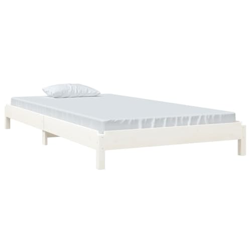 vidaXL Cama Apilable Somier Individual Dormitorio Base Habitación Muebles Mobiliario Hogar Cuarto Descanso de Madera Pino Maciza Blanca 100x200 cm