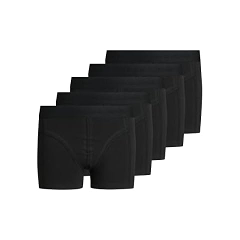 JACK & JONES Jungen Jacsimple Trunks 5 Pack Jr Boxershorts, Black/Detail:black - Black Black Black, 164 EU Cover