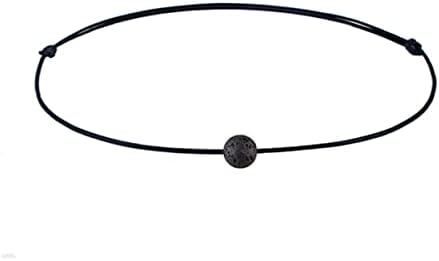 YOIVY Lava Rock Stone Bead Triangle Pendant Necklace Essential Oil Diffuser Necklace Aromatherapy Choker Necklace Unisex (Black Lava Bead)