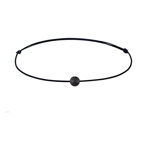 YOIVY Lava Rock Stone Bead Triangle Pendant Necklace Essential Oil Diffuser Necklace Aromatherapy Choker Necklace Unisex (Black Lava Bead)