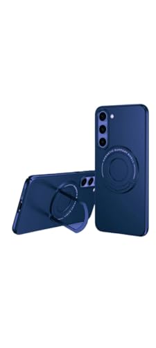Image of Protective Phone Cover Compatible for Samsung Galaxy S23 Plus Case Silicone Ring Holder Kickstand Magnetic Slim Soft Rubber Protective Phone Cover - Blue Color