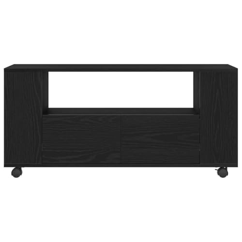 Meuble TV en bois chêne noir 102 cm table basse de salon mobile - 7