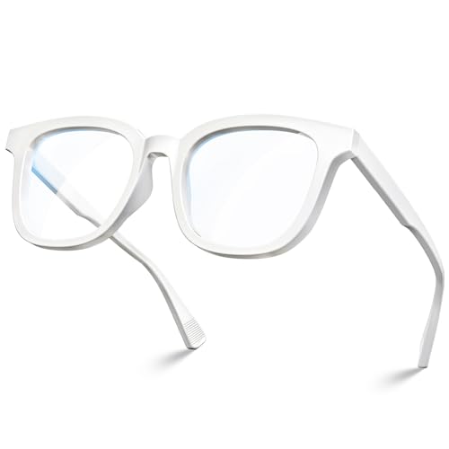 Image of VISOONE Square TR90 Lightweight Anti Glare UV400 Gaming Computer Glasses | 99% Digital Screen Filter Non-Prescription Clear Lens Oversized Frame Trendy Fashion Blue Light Blocking Women Men NOE
