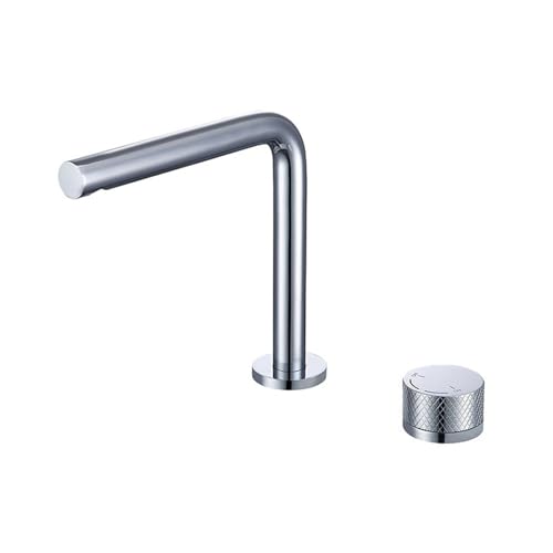 Mitigeur de lavabo 2 trous pour robinet de salle de bain en or brossé avec bec rotatif